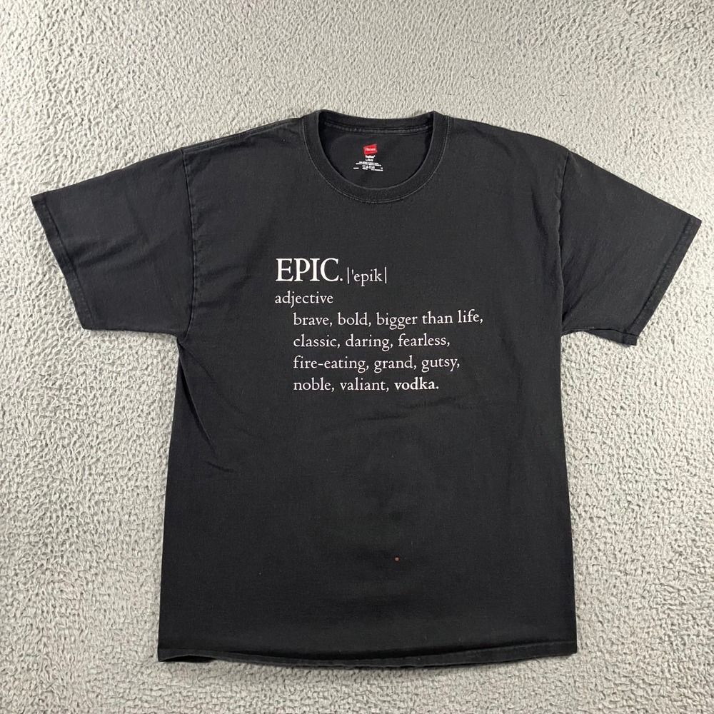 Hanes Graphic T-Shirt Men‎ L Black Epic Definition Vodka Humor Gorpcore Grunge